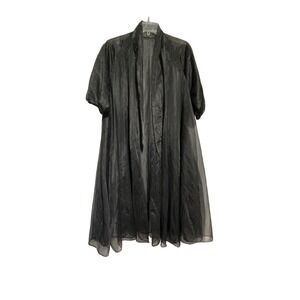 Vanity Fair Women's Short Sleeve See-through Open Dress Coverup Black Size 32